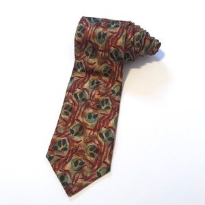 Ermenegildo Zegna 100% Silk Tie Leaf Theme